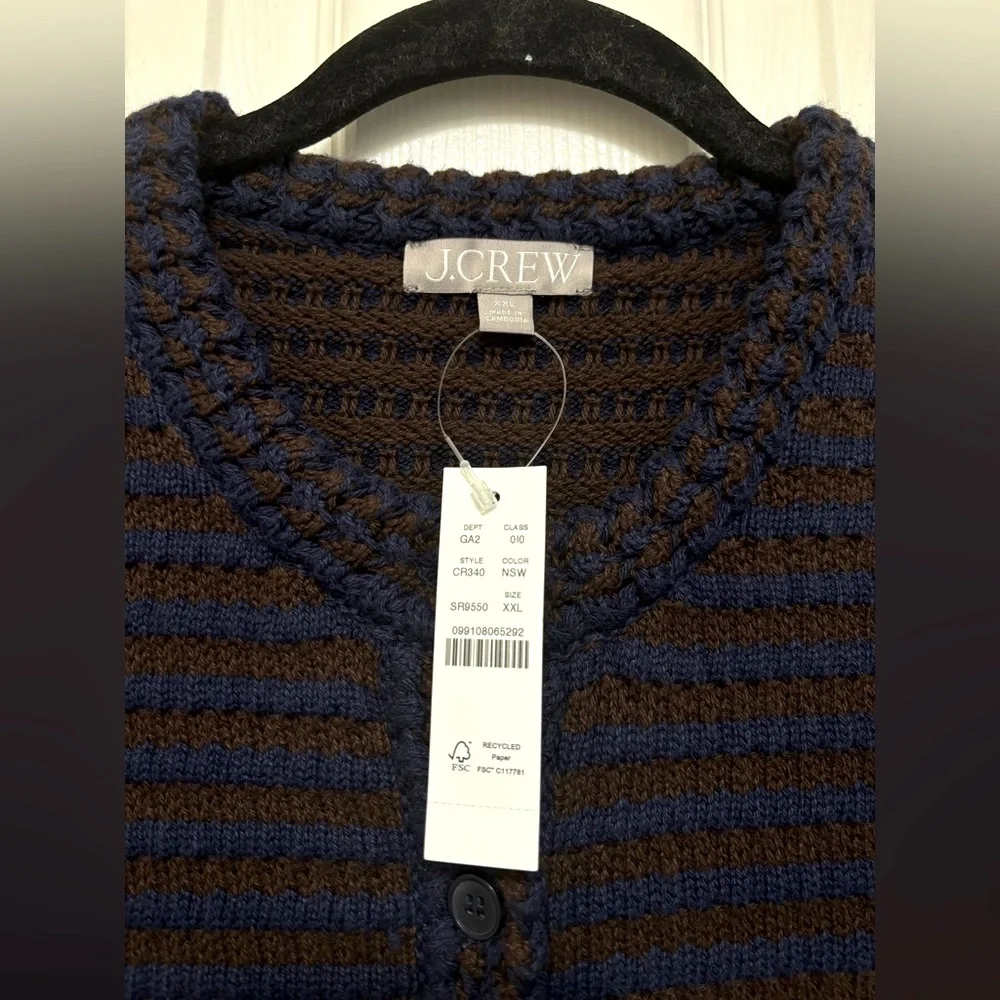 NWT J.Crew Crochet Short-Sleeve Cardigan in Stripe